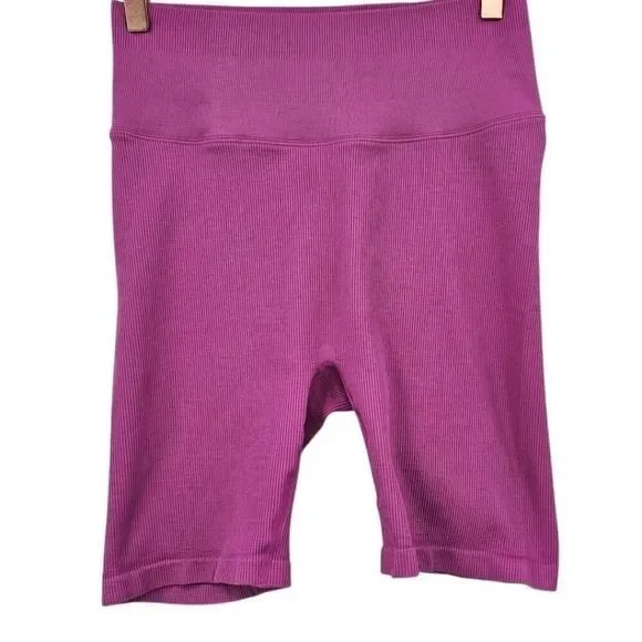 J. Crew SculptStretch Womens M High Rise Ribbed Pink Bike Shorts - Picture 2 of 11